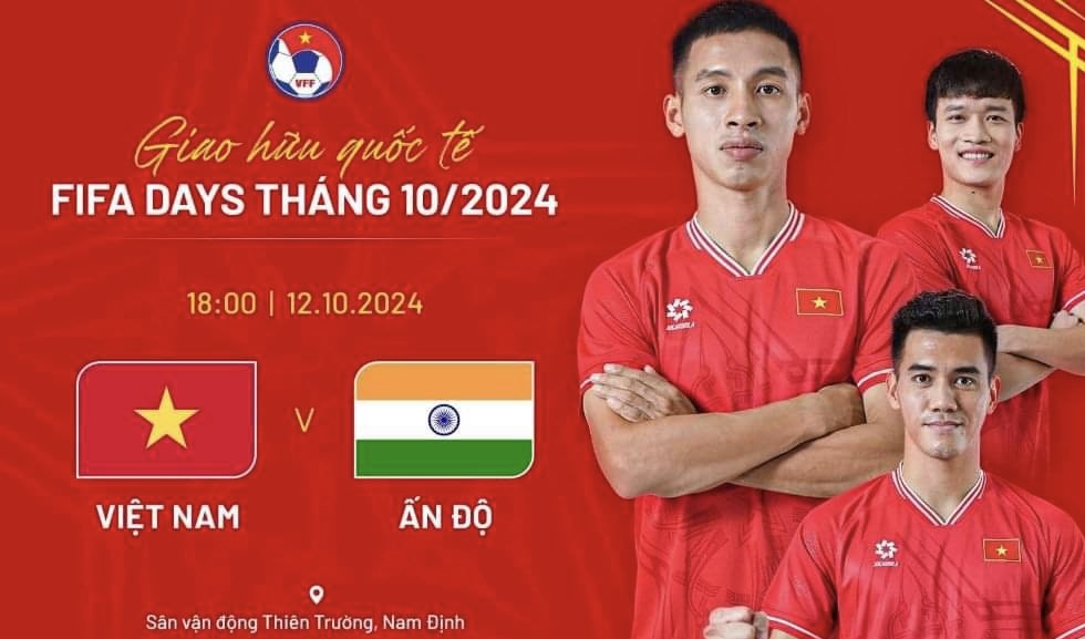 Tuyển Việt Nam thi đấu giao hữu với tuyển Ấn Độ. Ảnh: VFF