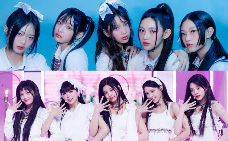 The two girl groups NewJeans and ILLIT are both under HYBE Group. Photo: Naver
