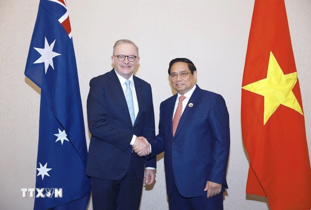  Thủ tướng Chính phủ Việt Nam Phạm Minh Chính hội kiến Thủ tướng Australia Anthony Albanese. Ảnh: TTXVN