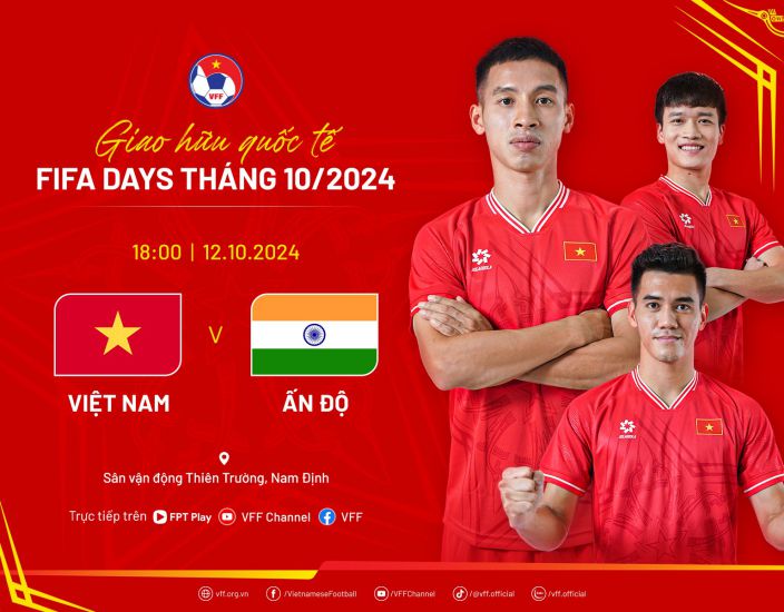 Vietnam team will play a friendly match with India team at 6:00 p.m. on October 12. Photo: VFF
