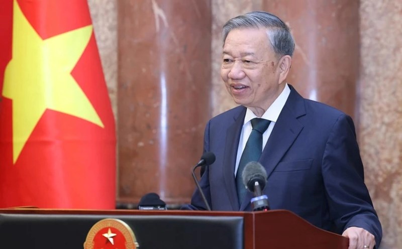 General Secretary and President To Lam met with a delegation of outstanding businessmen from the Vietnam Federation of Commerce and Industry and the Vietnam Association of Private Entrepreneurs. Photo: Lam Khanh/ VNA