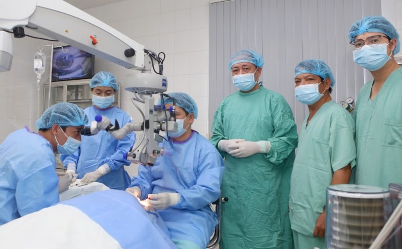 The doctor performed a corneal transplant.
