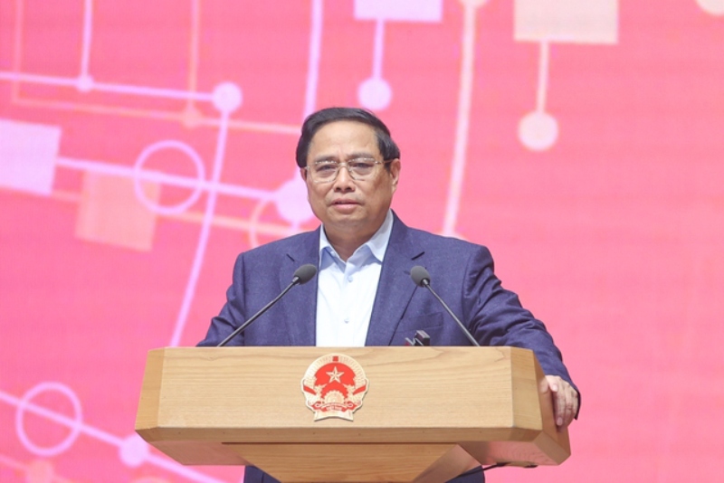 Prime Minister Pham Minh Chinh speaks at the National Digital Transformation Day 2024 program. Photo: VGP/Nhat Bac