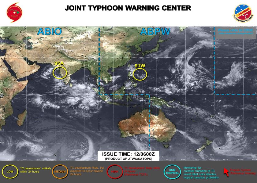 Vi tri hien tai cua ap thap moi phat hien gan Philippines. Anh: JTWC