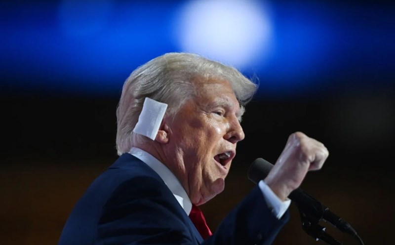 Donald Trump appeared with a bandage on his ear after the first assassination attempt. Photo: Xinhua