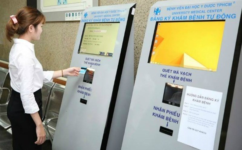 Medical examination and treatment registration system at Ho Chi Minh City University of Medicine and Pharmacy Hospital. Photo: NGUYEN LY