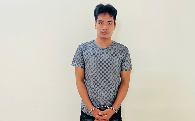 Đối tượng Nguyễn Văn Thiệu tại cơ quan điều tra. Ảnh: CA Vĩnh Phúc