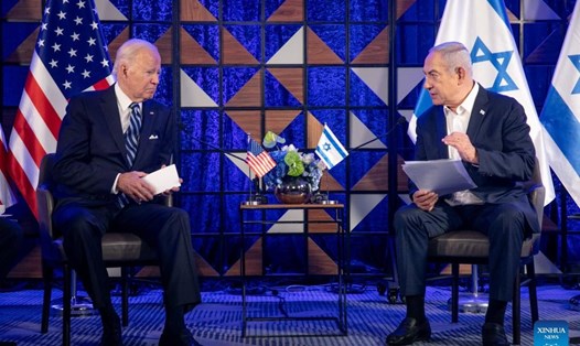 Thổng thống Mỹ Joe Biden và Thủ tướng Israel Benjamin Netanyahu. Ảnh: Xinhua