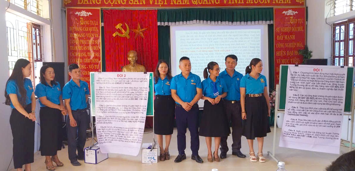 Union members and workers participated in competitions to learn about labor laws and resolutions of trade union congresses at all levels. Photo: Hai Dang.