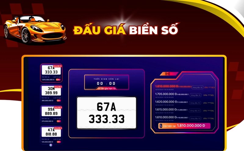 The price of billions of dong for the most beautiful five-digit number plate on October 14