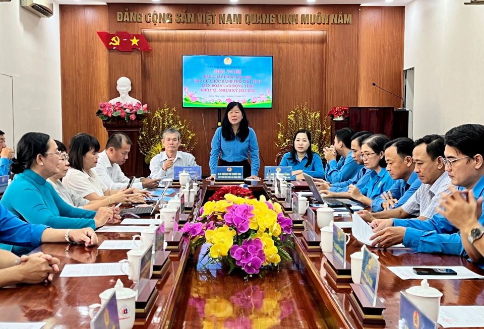 View of the conference of the Executive Committee of the Dong Thap Provincial Labor Federation on October 14, 2024. Photo: Trung Hieu