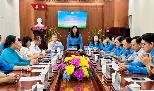 Quang cảnh hội nghị Ban Chấp hành LĐLĐ tỉnh Đồng Tháp ngày 14.10.2024. Ảnh: Trung Hiếu