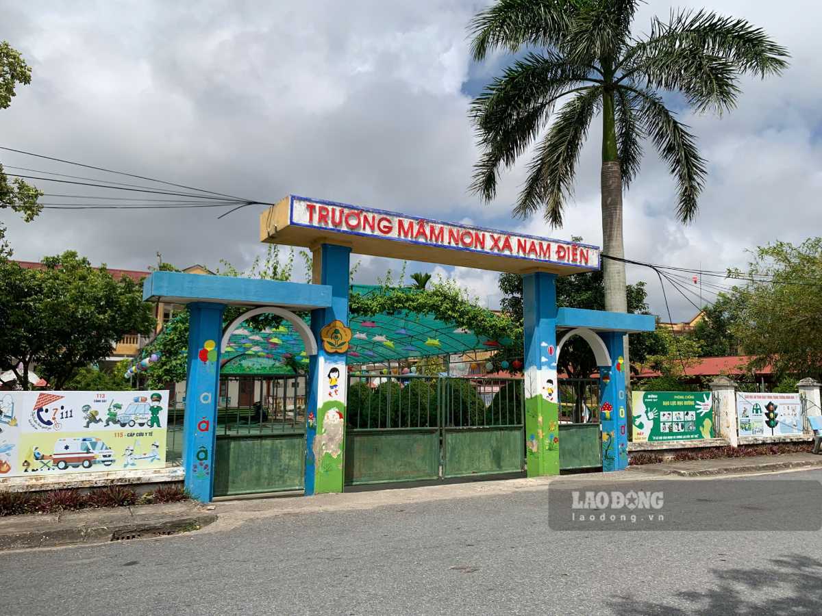 Nam Dien Kindergarten (Nghia Hung District) where a 2-year-old child died unexpectedly after a nap. Photo: Ha Vi