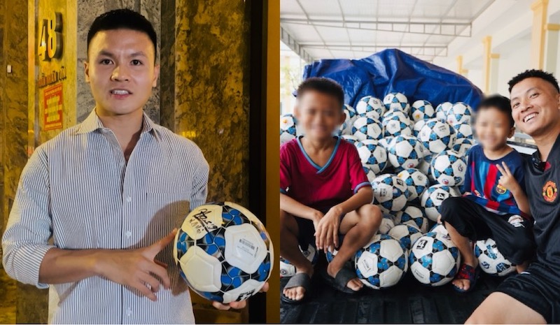 Quang Hai accompanies the project "1,000 balls for children". Photo: NVCC