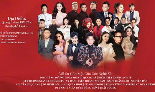 Chương trình nghệ thuật “Hồi Sinh”  tại Lào Cai quy tụ hàng loạt ca, nghệ sĩ nổi tiếng của Việt Nam được nhiều người dân quan tâm, hưởng ứng. Ảnh: BTC