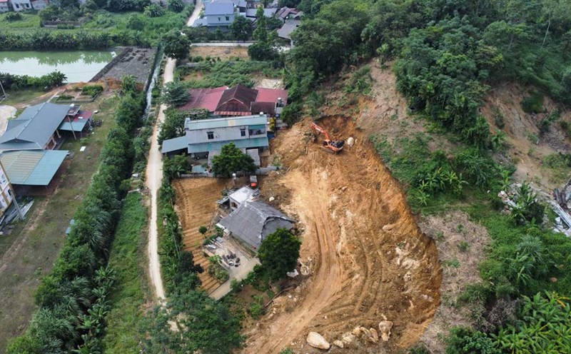 Landslide location at group 7, Yen The town, Luc Yen district, Yen Bai province. Photo: Tran Bui