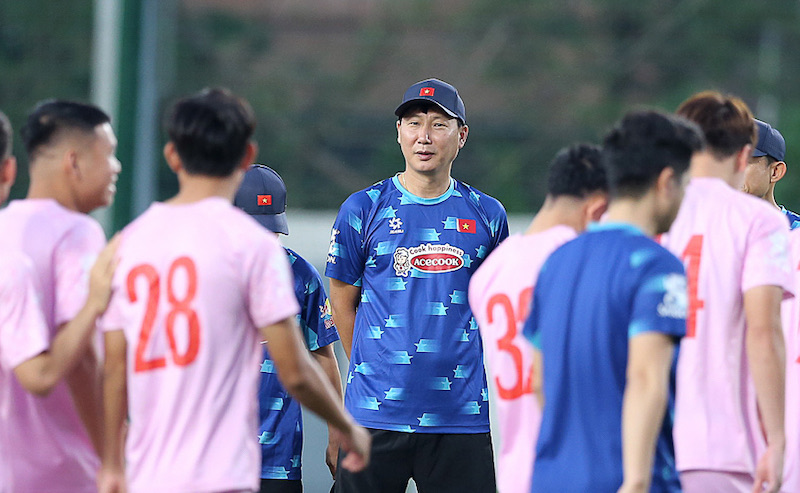 Vietnam team during the FIFA Days training session in October. Photo: VFF