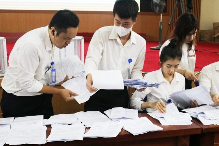 The land auction in Quoc Oai district (Hanoi) recorded the highest winning bid of VND54,480,000/m2. Photo: Quoc Oai District People's Committee