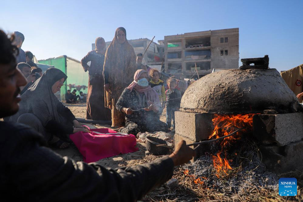 Nguoi dan o Dai Gaza phai nau an bang cach tho so. Anh: Xinhua