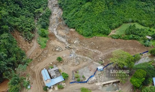 Hiện trường vụ tràn bùn thải ở Bắc Kạn sau hơn 1 tháng. Ảnh: Việt Bắc