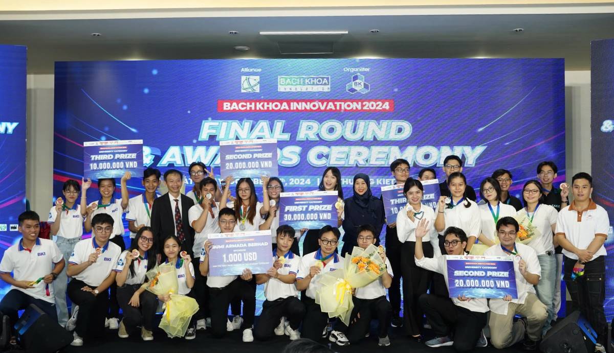 Winning teams in the Student category of the Bach Khoa Innovation 2024 competition. Photo: Nhu Quynh