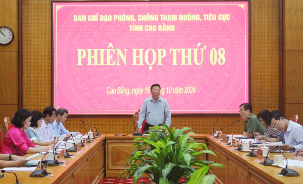 The Steering Committee for Anti-Corruption of Cao Bang province has just held its 8th meeting. Photo: Minh Hoa.