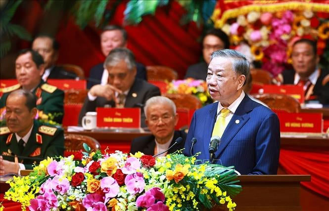 General Secretary and President To Lam delivers a speech at the 10th National Congress of the Vietnam Fatherland Front. Photo: VNA