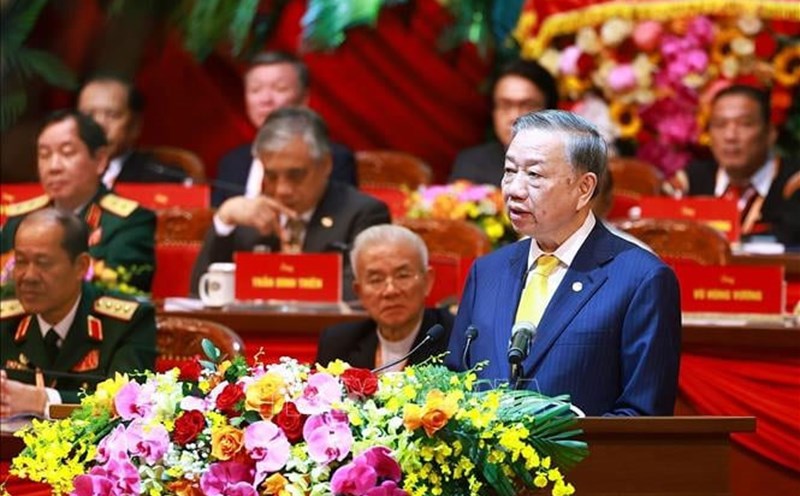 General Secretary and President To Lam delivers a speech at the 10th National Congress of the Vietnam Fatherland Front. Photo: VNA