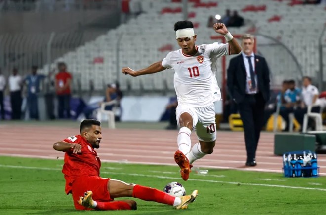 Tuyen Indonesia bi Bahrain cam hoa 2-2 o tran luot di vong loai thu 3 World Cup 2026. Anh: AFC