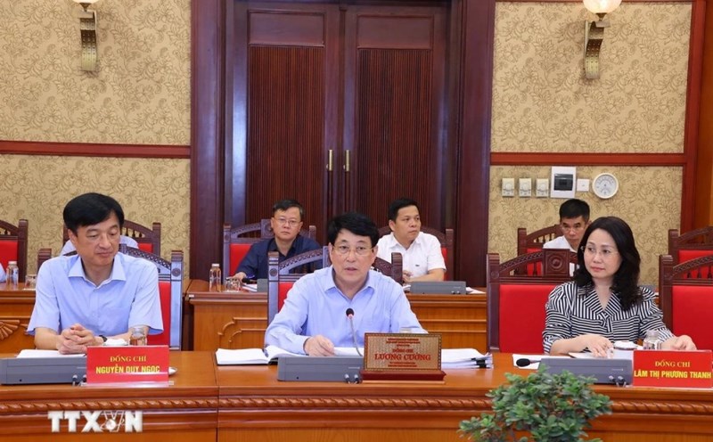 Standing member of the Secretariat Luong Cuong chaired the third quarter 2024 work meeting. Photo: VNA