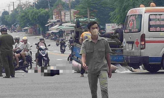 Hiện trường vụ tai nạn khiến 1 người tử vong. Ảnh: Đình Trọng