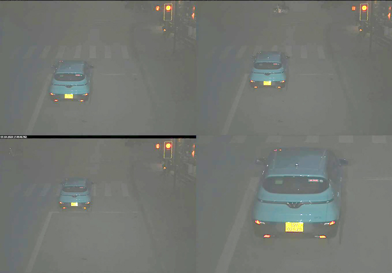 Vehicles of the Dong Bac Green Taxi company were recorded by traffic cameras in Cao Bang province violating traffic laws. Photo: Cao Bang Police.