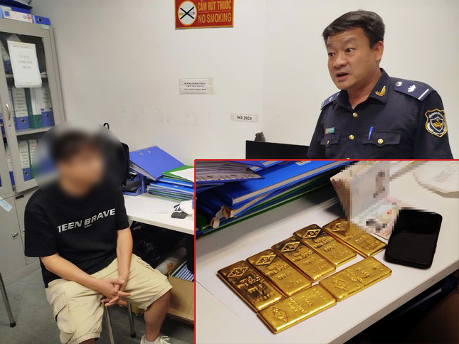 Tourist C.H.P and seized evidence. Photo: Hanoi Customs Department