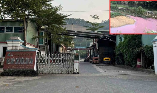 Nhà máy chế biến lâm sản của Công ty Cổ phần Sơn Thủy (xã Mông Hóa, TP Hòa Bình) ngang nhiên xả nước thải ra môi trường. Ảnh: Khánh Linh