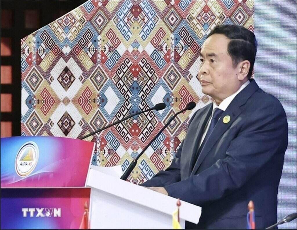 National Assembly Chairman Tran Thanh Man speaks at the first plenary session of the 45th AIPA General Assembly. Photo: VNA