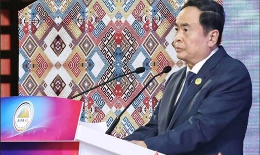 Chủ tịch Quốc hội Trần Thanh Mẫn phát biểu tại phiên toàn thể thứ nhất Đại hội đồng AIPA 45. Ảnh: TTXVN