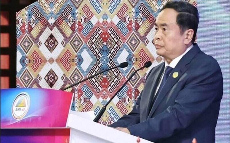 National Assembly Chairman Tran Thanh Man speaks at the first plenary session of the 45th AIPA General Assembly. Photo: VNA