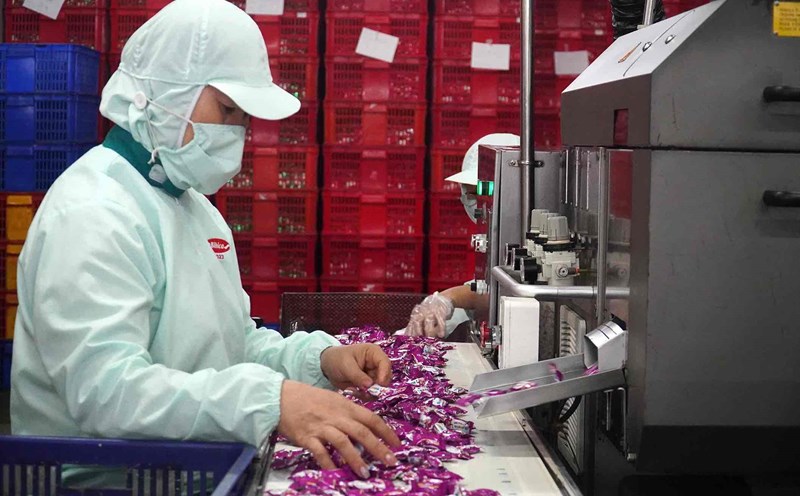 Workers work at Bibica Bien Hoa Factory in Bien Hoa 1 Industrial Park. Photo: HAC