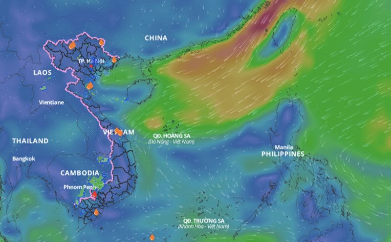 Updated wind direction layer at sea on the morning of October 20, forecast on October 23 - 25 there is a risk of tropical depression or storm. Source: Vietnam Natural Disaster Monitoring System
