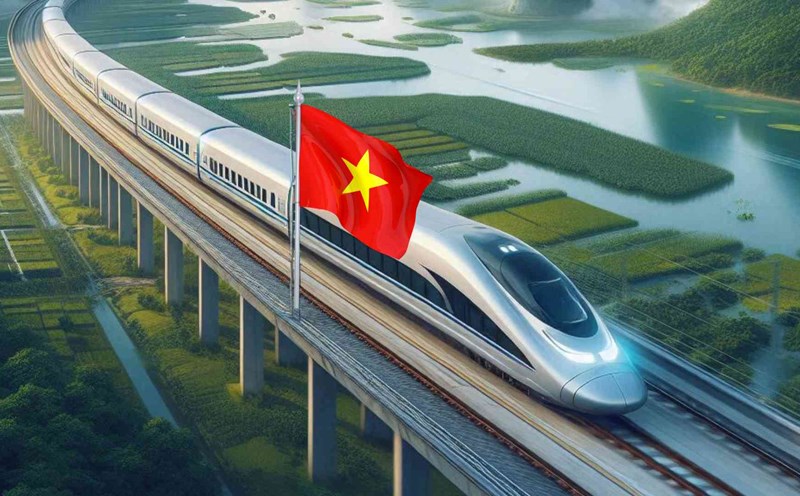 Đường sắt cao tốc Bắc - Nam. Ảnh minh họa Al vẽ. Thực hiện: Ngọc Diệp