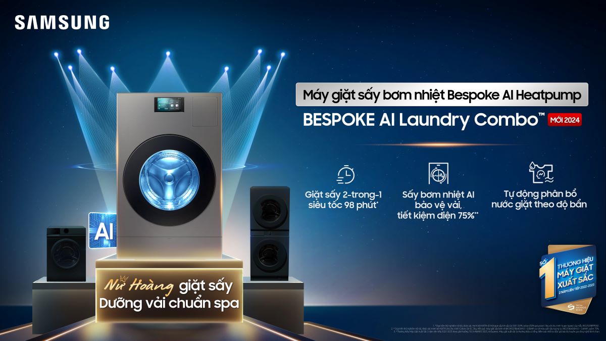 Samsung Bespoke AI Heatpump washer dryer attracts a lot of attention from Vietnamese users thanks to its breakthrough technology. Photo: Samsung