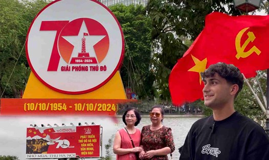 Hà Nội trang hoàng rực rỡ kỉ niệm 70 năm giải phóng. Ảnh: Huyền Trang