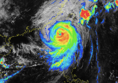 Ảnh mây vệ tinh bão số 5 hồi 11 giờ ngày 2.10. Nguồn: Trung tâm Mạng lưới Khí tượng Thủy văn Quốc gia