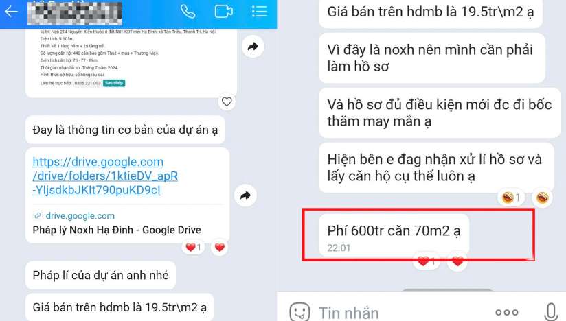 Thong tin rao ban nha o xa hoi 214 Nguyen Xien. Anh: PV