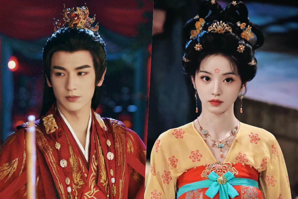 Truong Lang Hac and Dien Hi Vi became a couple in the project "Jade Axis". Photo: Weibo