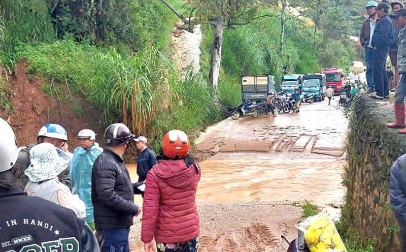 The place where the truck driver was swept away by the stream and went missing. Photo: Hoai Thanh