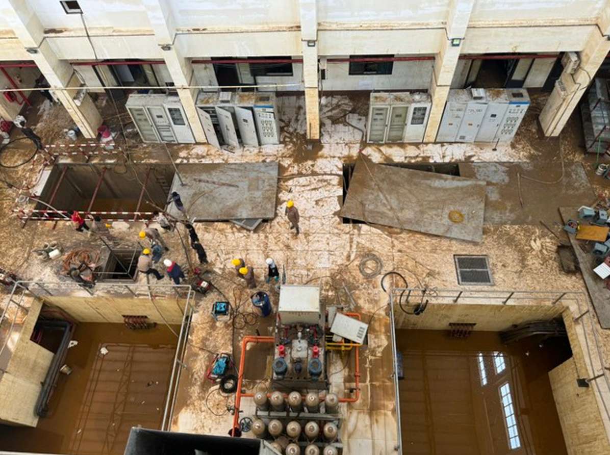 Inside Nam Luc Hydropower Plant seen from above (photo taken on the morning of September 27, 2024). Photo: SHB