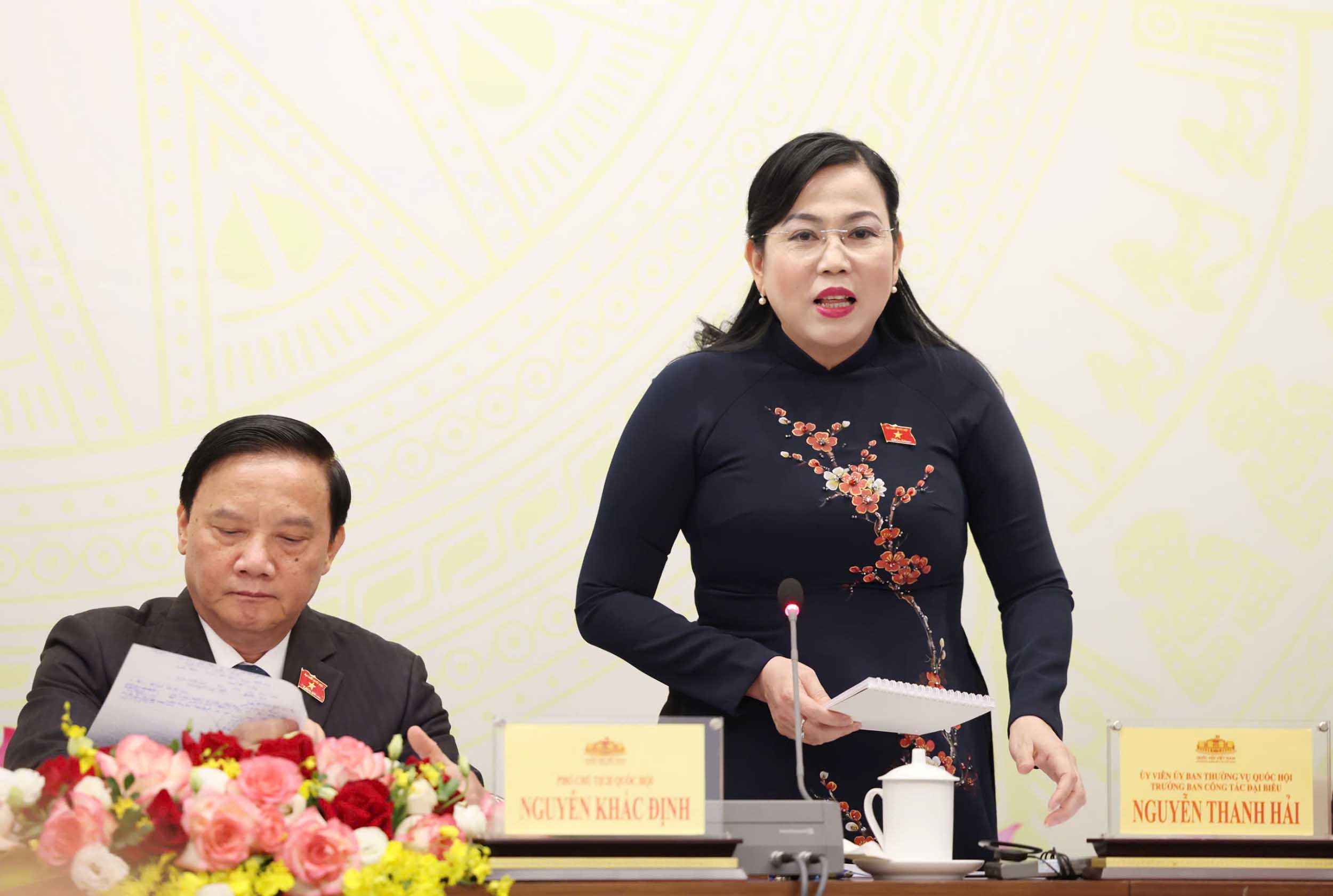 Head of Delegation Affairs of the National Assembly Standing Committee Nguyen Thanh Hai talks about the personnel process for the position of President. Photo: Cao Nguyen.
