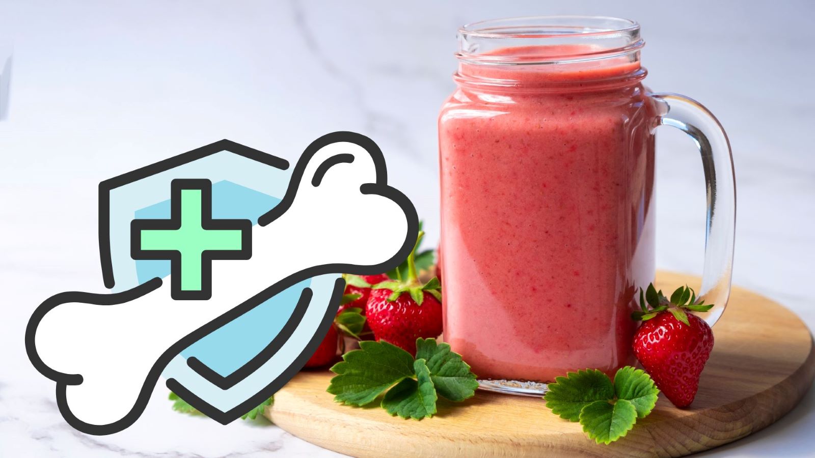 Strawberry smoothie is rich in calcium to help strengthen bones. Graphics: Thanh Thanh