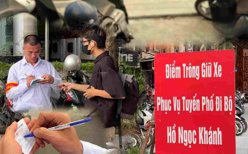 Ngoc Khanh walking street is crowded because there is a safe parking lot